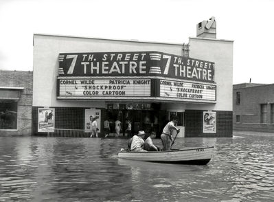 7th street theater ft worth tx flood 1949
This was taken during a flood in 1949 in front of the 7th Street Theater in Fort Worth Texas, on the corner of 7th Street and University, known locally as "Six Points". Photo by Lee Angle. I used to work for Lee in the 80s, and he gave me this negative and many others he was throwing out during one of his many clean-and-toss sessions. I always thought it was a fantastic photo, so I thought that I'd share it.

http://www.shorpy.com/node/10751
