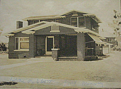 2300 Edwin St., circa 1921
The current owner of this home at 2300 Edwin St. is Bill Martin, who purchased the house in 1969 from the Shotts family, the original owners. E.A. Shotts was president of Shotts Electric Co. and his wife was Hannah. The rear tenant at the time was Preston Jones.  Bill says the house was built in 1921 and he has the abstract.  Note the house behind 2300 Edwin. Part of the foundation of that house still stands in the empty lot at the southwest corner of Forest Park Boulevard and Mistletoe Avenue. Photo courtesy of Bill Martin.

