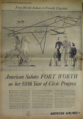 Ad for American Airlines, Fort Worth Star-Telegram centennial edition, Oct. 30, 1949
Courtesy of Brian Luenser
