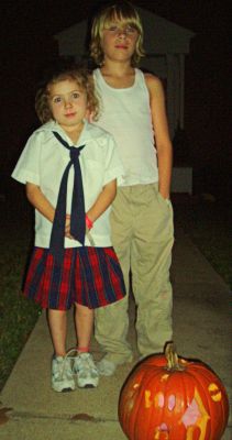 Kids with pumpkin, Halloween 2006
