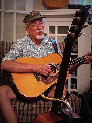 Music Night at the home of Jeff Gibbons on Harrison Avenue, July 4, 2013
Jeff Gibbons at the guitar. Photo by Jim Peipert
