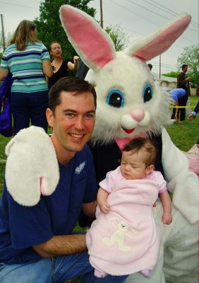 Josh Lindsay and daughter Mateen with the Easter Bunny, April 10, 2004
