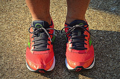State Sen. Wendy Davis wasn't there, but her running shoes made an appareance on the feet of Hollace Weiner, July 7, 2013
Photo by Jim Peipert
