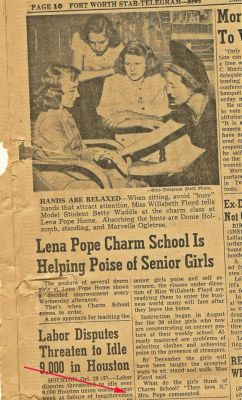 Story about the Lena Pope home in the Star-Telegram's 1949 centennial issue.
