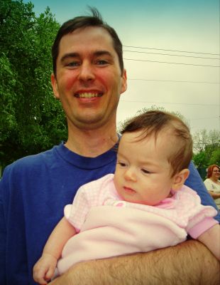 Proud dad Josh Lindsay and daughter Mateen, April 10, 2004
